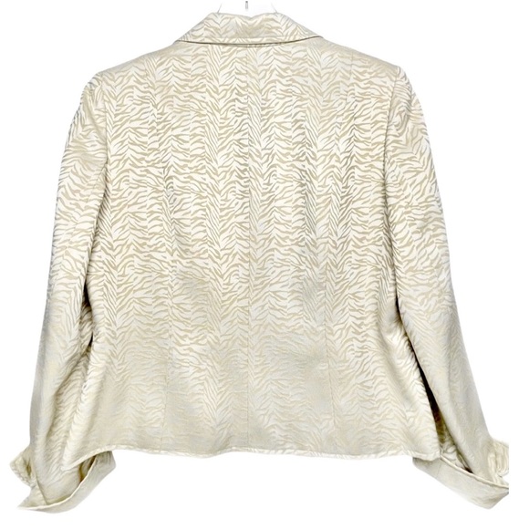 RQT Blazer Cream Tan Tiger Stripe Sz 10 Petite - Picture 5 of 12